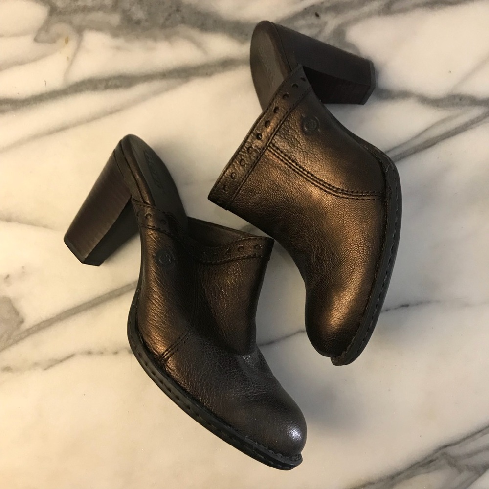 Metallic Bronze Born Lella Heel Clogs Size 8